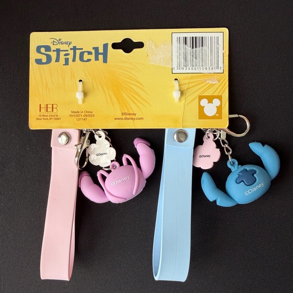 New! Disney Stitch and Angel Keychain Set - Blue and Pink - Picture 4 of 6